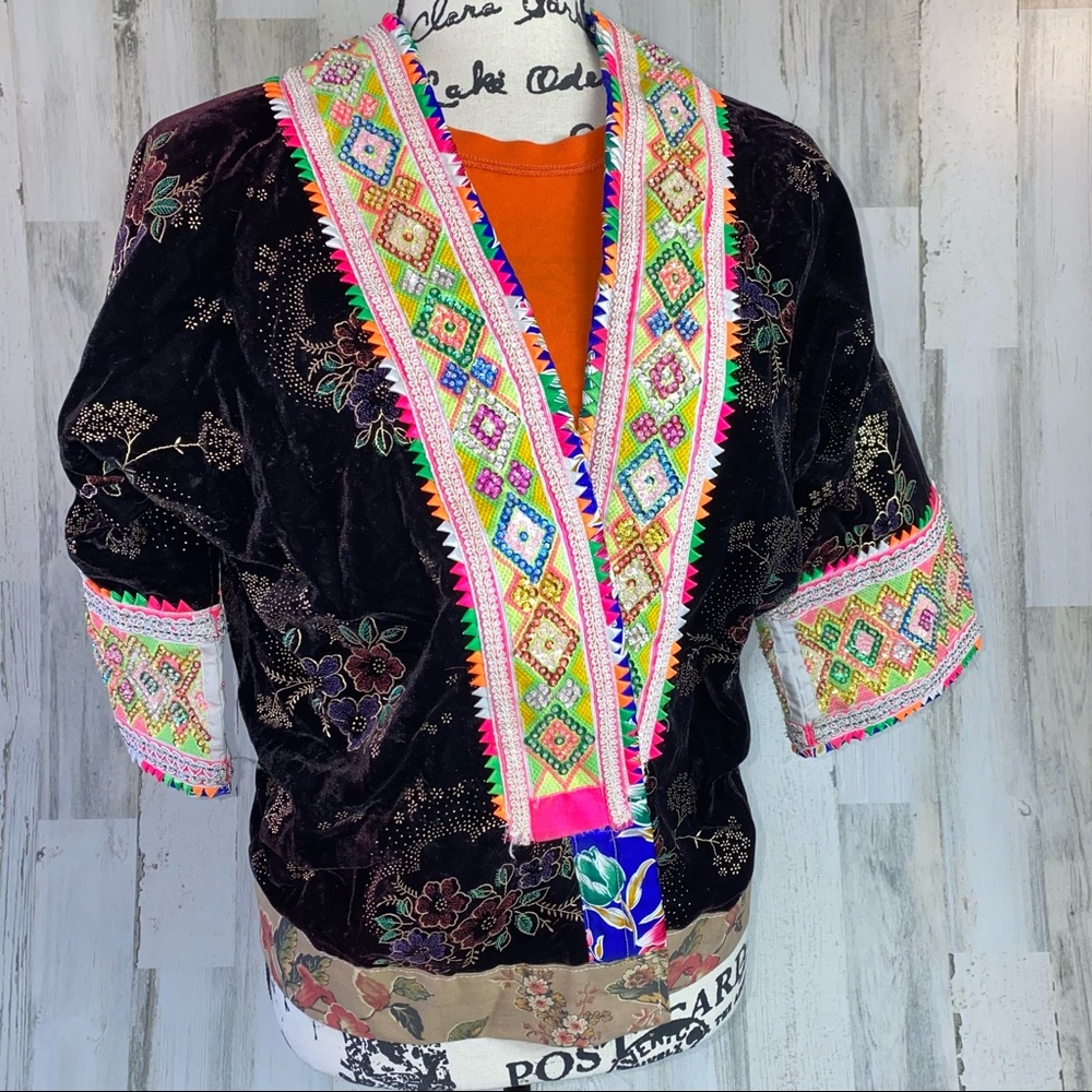 Beaded Velvet Cropped Jacket